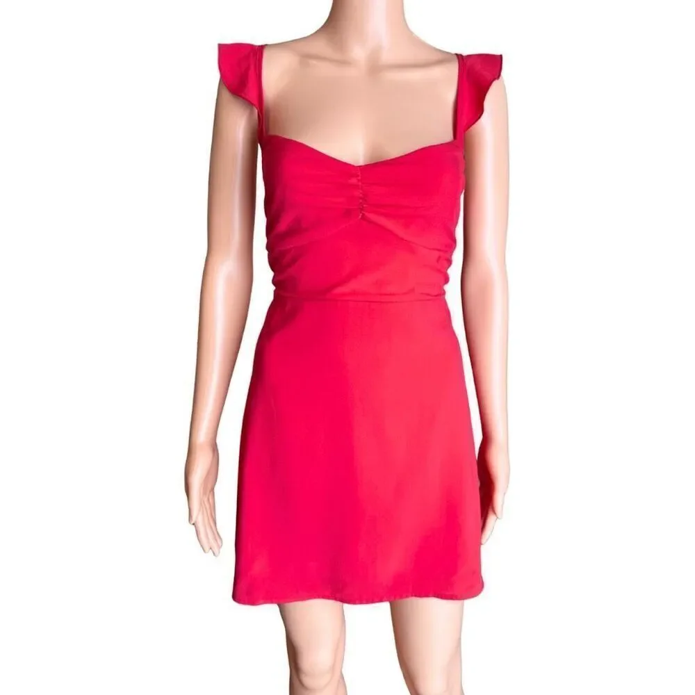 Princess Polly Landon Mini Dress 10 Red Corset Party Date Ruffle Boho Coquette